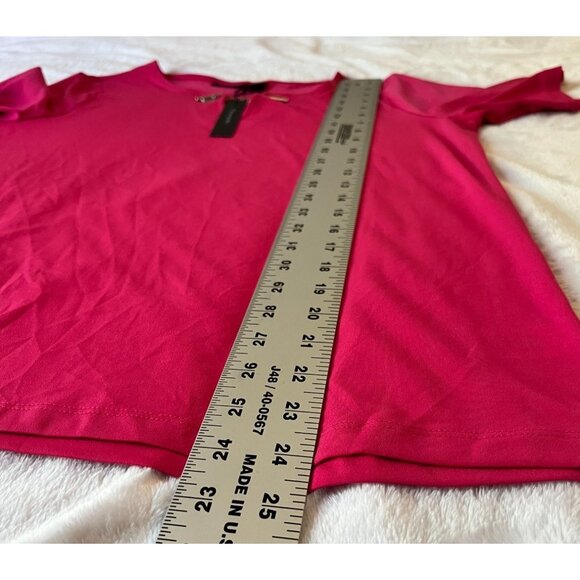 Tahari Womens Pink Short-Sleeve Keyhole Neck Top Medium Stretch Lightweight New - Picture 6 of 8